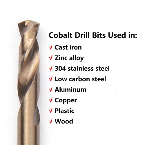 VALYRIANTOOL 1/8 Cobalt burgije, M35 HSSCO brzi čelični dvostruki krajevi Stubby Body Twist burgija Set za kaljeni Metal, Nerđajući