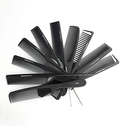 Axemoore Black Salon Professional Barber Carbon Comb Gron antistatički češalj češalj 10 kom