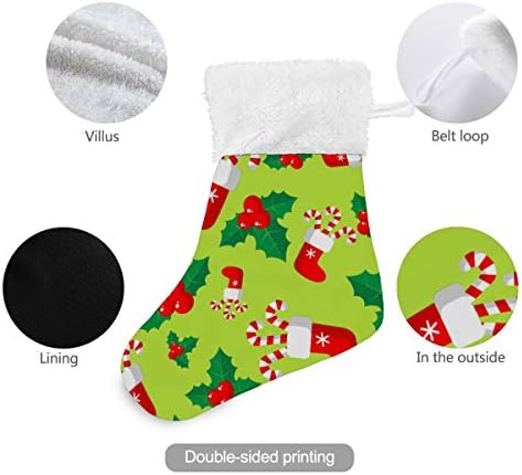Alaza Božićne čarape Holly and Božićne čarape sa Candy Canes Classic Personalizirani mali ukrasi za čarape za obiteljski odmor Sezona