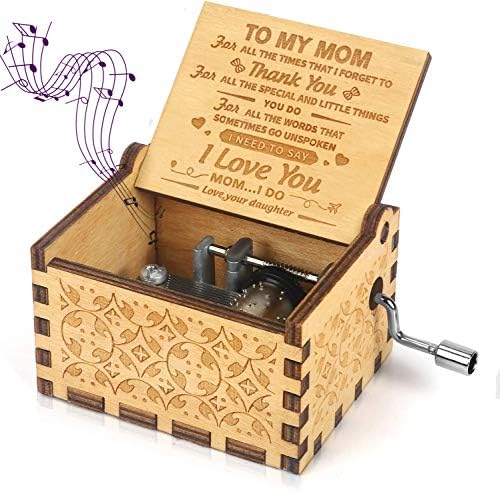 Sakruda Wooden Music Box za mamu Ti si moje sunce, poklon od kćeri do mame, ručna ručna drva Music Box Laser graviranje ručno rađenih
