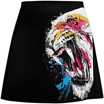 Tiger akvarel Ispis Ženska kratka suknja Print Dvostruki sloj Mini A-line suknje za povremene golf sportove