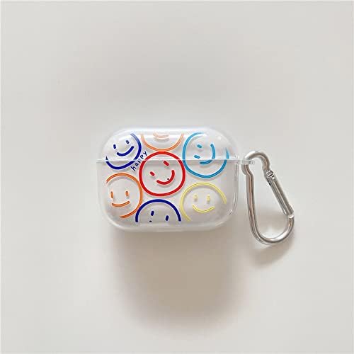 Minscose Slatka Airpod Pro Clear Case sa privjeskom za ključeve, crtani osmijeh dizajnu za lice meka silikonski glatki udar koji se