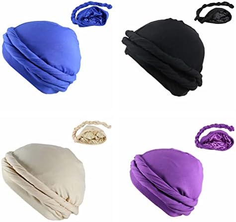 4 komada Halo Turban Durag za muškarce Vintage Twist head Wraps Stretch Turban Durag modalni šešir za muškarce Boys