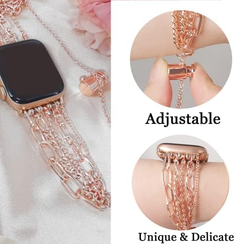 Morwlat Rose Gold Bracelet Kompatibilan je za Apple Watch Band 38mm / 40mm / 41mm Series 8 7 SE 6 5, Ženske djevojke Slim Dressy Metal Nakit Apple Watch Bands Narukvice za IWATch opsege Series 4 3 2 1