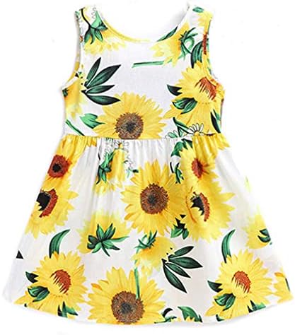 Ljetna toddler Baby Girl Sunflower haljina bez rukava Cvjetni mini haljina Ležerna za odmor Outfit