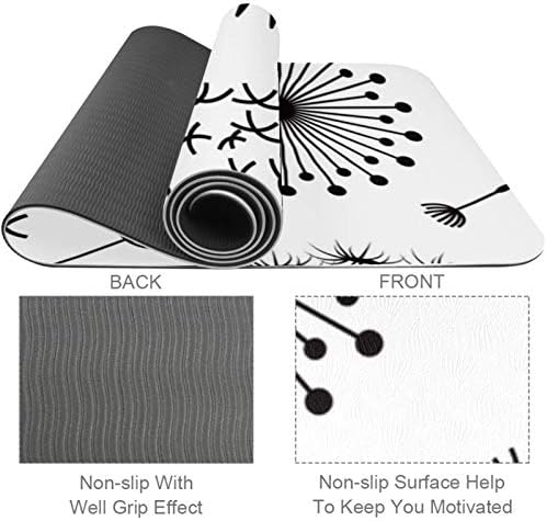 Ručno izvučeni jednostavni crno-bijeli maslačak Premium debeli Yoga Mat Eco Friendly gumeni zdravlje & amp; fitnes neklizajuća prostirka