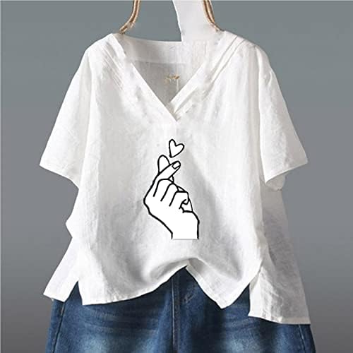 Posteljine bočnih proreza za žene 2022 Slatka grafička majica za kratki kratki rukav V izrez labava ležerna bluza s ljuljačkama