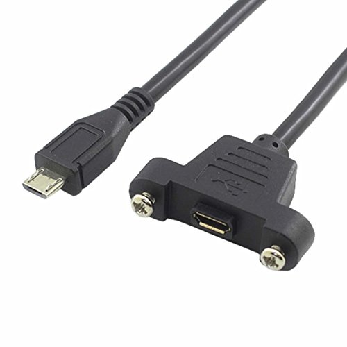 Bluexin Micro USB mužjak za mikro USB ženski produžni panel tip kabela sa vijcima, podaci + punjenje, crni 50cm / 1,6ft