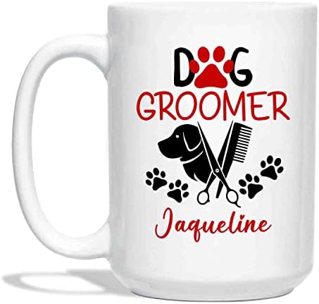 Otisci za pse Groomer Kafe 11oz 15oz, personalizirani pas bijeli šalica za kafu s imenom, pseći lomljivi pokloni za pse Lover Mom