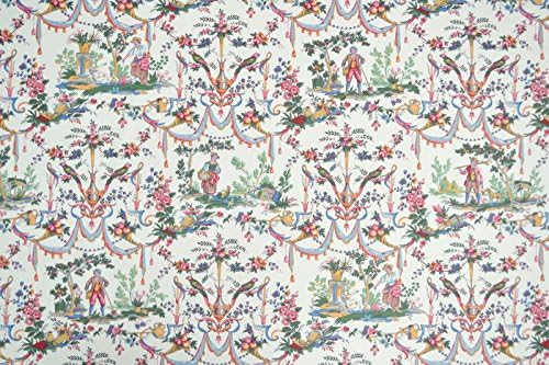 Dvostruka širina Luxury Toile de Jouy tkanina bogata i boja Izjava Print na lagano Glaziranoj, laganoj tkanini | dizajnerskoj štampi