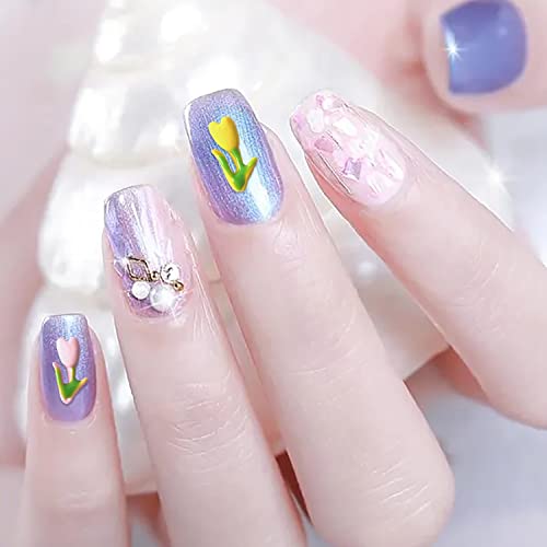 WOKOTO 25KOM 3d Tulip cvijet Privjesci za nokte za akrilne nokte šarena boja boja noktiju čari za žene Nail Art 3D dragulji za nokte metalne čari za nokte cvijeće Nail Art Studs dekoracije