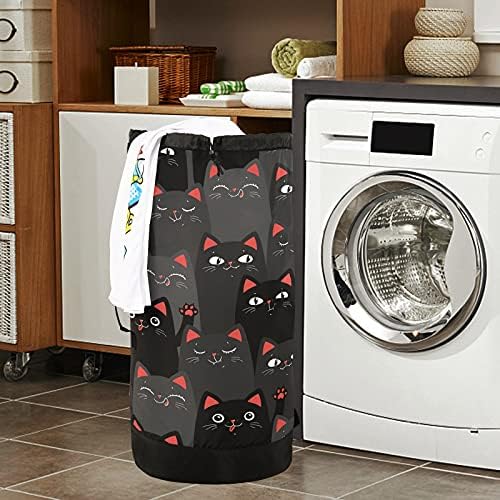 Black Grey Cats torba za pranje veša Heavy Duty ruksak za pranje veša sa naramenicama i ručkama putna torba za veš sa zatvaračem na