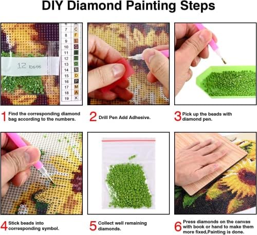Bohuayi dijamantni setovi za odrasle, 5D DIY boju po brojevima za odrasle početnike, DIY pune bušilice Diamond Tots Slike slike umjetnosti