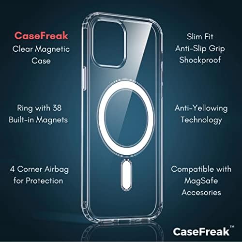 CASEFREAK Clear futrola za iPhone 13 Mini sa magnetnim prstenom, kompatibilna sa Mag-Safe priborom, Slim Fit zaštitna futrola protiv žutila za iPhone 13 Mini