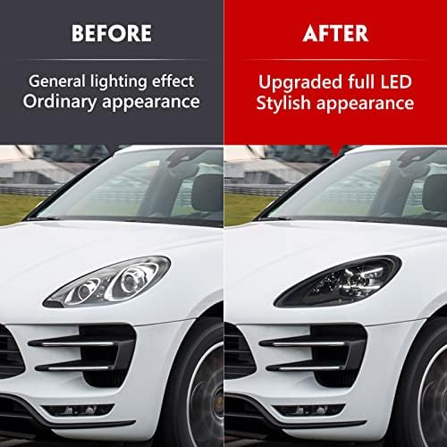 Huray Full LED sklop farova za Porsche Macan 2014-2022, [Start animacija plava] [Clear Lens], prednja lampa sa DRL