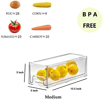 YouLike 2pack Slaganje frižider & nbsp;Organizator & nbsp;ladica Clear Plastic Kuhinjski ormarići ostava kontejneri spavaće sobe, kupatila