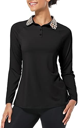 Koralhy ženske majice za žene s dugim rukavima Brzo suho V izrez Tenis Sports Tops UPF 50+