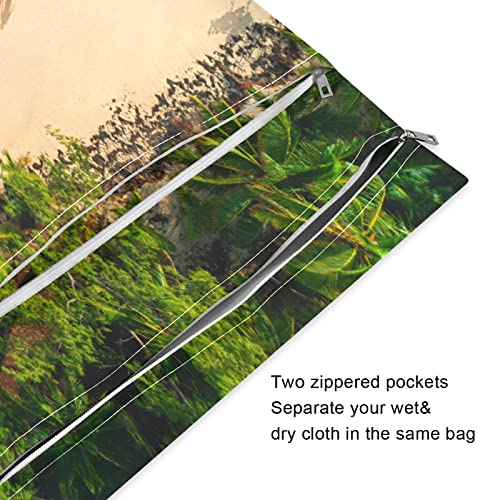 Kigai 2pcs Ljeto palmino drvo more na plaži mokre suhe torbe za krpe za pelenu vodootporne kupaći kostim s ručkom za ručice za putničku