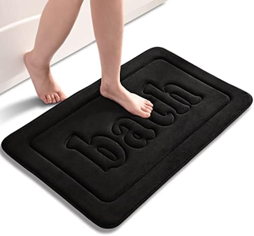 Memory Foam Bath Mat Crne prostirke za kupatilo Neklizajući podni tepisi, Super upijajući Bathmat brzo sušenje, perivi u mašini za