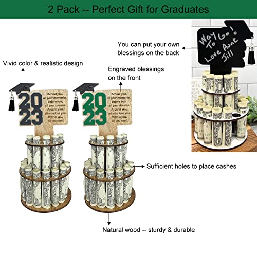 2 pakovanje drvene diplomiranje jedinstvenog nosača novca za gotovinski poklon - maturantski poklon nosač poklona ukrasi - novac viseći