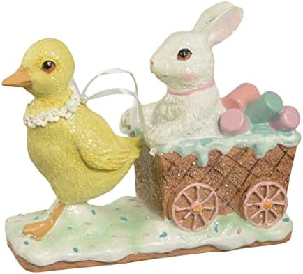 Uskršnji zec i patka skulpljena figurica sa blistavim akcentima, 6,5 inča