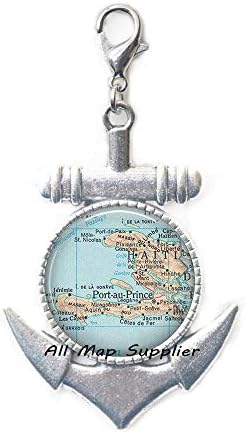AllMapsupplier modni sidreni patent sidro, Haiti Karta Sidro zipper Pull, haiti jastog kopča Karta Nakit usvajanje jastog kopča usvajanja