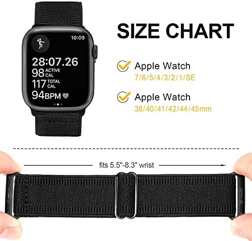 Stretchy najlon solo petlje kompatibilne sa Apple Watch Band 45mm 44mm 42mm 41mm 40mm 38mm, podesivi rastezljivi pleteni sportski elastični ručni ručni ručni ručni ručni zapisi za iWatch seriju 7/2/1 / SE