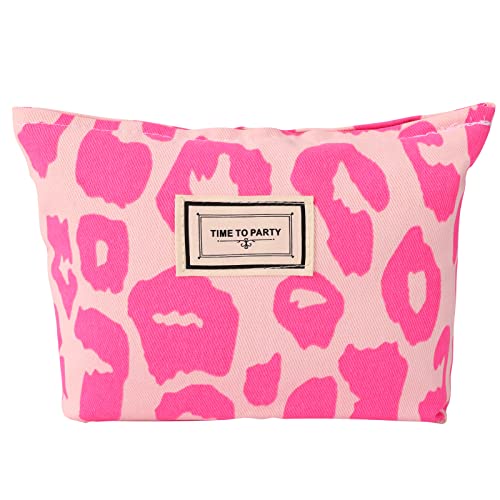 MHDGG PINK Leopard Print Kozmetička torba za žene, velike mogućnosti platnene vrećice za žene Ženske torbe torbice Travel Toaletska torba Dodatna oprema Organizovanje šminke torbe za makeup