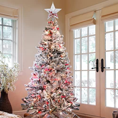 Kisangel božićna star staklena staza 5 točka zvezdani treetop ukras sa zvonima 3D zvjezdani stablo ukras za božićno drvo za odmor