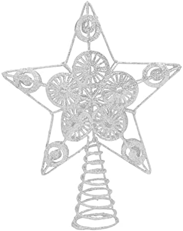 Shamjina Tree Top Star ShatterOn Star Glitter Treetop Metal za stol Novogodišnji uredski ukrasi, srebro