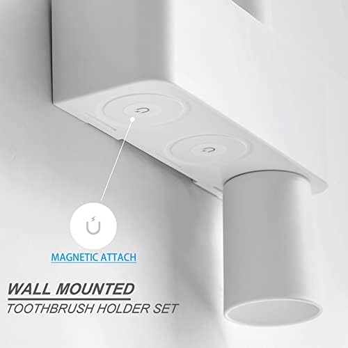 Držač četkica za zube postavljen na zid za kupatilo, 1/2/3 šalice nosača četkica za zube set sa odvodom, samoljepljivim visećim nosačem