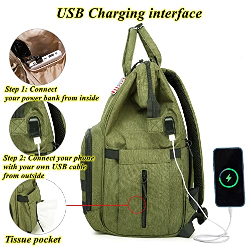 Ruksak za torbu Qwreoia sa USB punjenjem kolica za kolica i izolirani džep, taktička vojska vojska putovanja na Peppy Backpack za