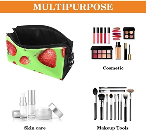 Mala kozmetička torba, elegantne vrećice za šminku, torbice sa zatvaračem, pokloni za žene, putni vodootporni toaletni torba Organizer, jagoda voće crveno zelena