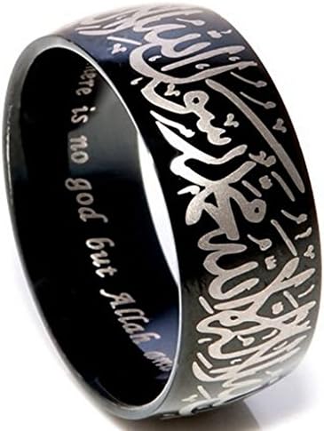 8mm crni prsten od nerđajućeg čelika Islamic Muslim Shahada