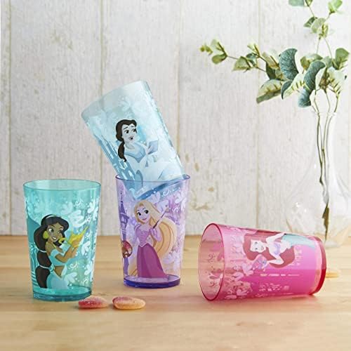 Zak Designs 14.5 Oz Disney Princess set za gniježđenje uključuje izdržljive plastične čaše, zabava za piće je savršena za djecu, 4pk , PYRP-0731