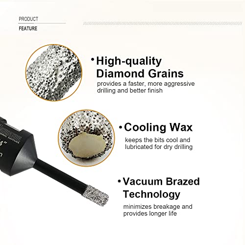 Dijamantne testere za rupe 1/2 inča, Plus SHDIATOOL SDS Adapter za Porcelsko Mramorno keramičko kamenje od opeke