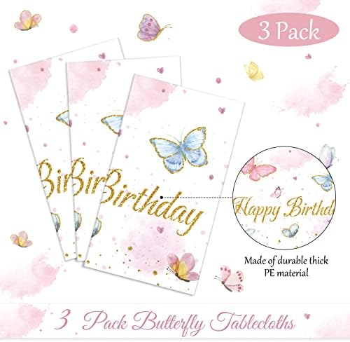 3 paketa leptir stolnjak ukrasi za rođendanske zabave djevojke plastične vodootporne navlake za stol pravougaone jednokratne dekoracije