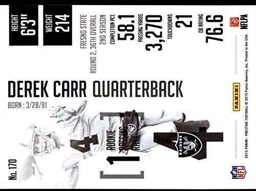 2015 panini prestige 170 Derek Carr NM-MT Oakland Raiders službena NFL fudbalska karta