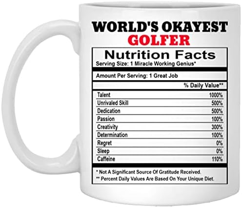 SuBin shop svjetski Okayest golfer Nutrition činjenice šolja za kafu, smiješna šolja za Golfer, Gag poklon za rođendan Božić zahvalnost za penziju, poklon za muškarce i žene ured prijatelja 11oz