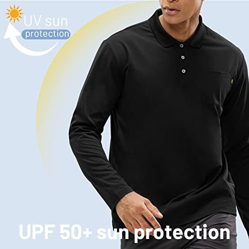 Položni džep s dugim rukavima Mier-a Brzo suho ovratni posao Golf Planinarska majica, UPF 50+ Performance Poliester