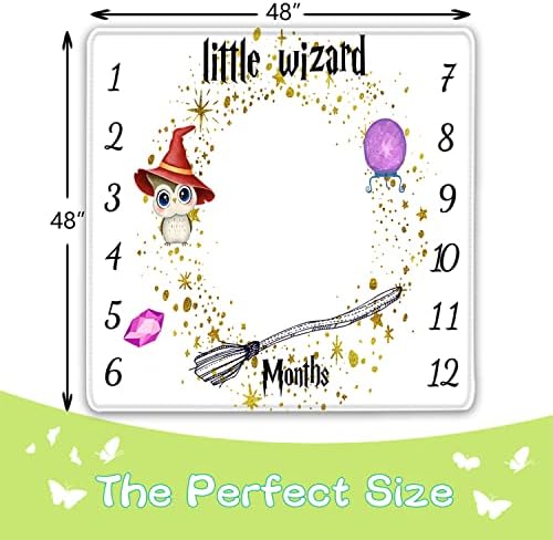 Qicaiyun Little Wizard Baby Milestone pokrivač Magic Baby Mesec Bobet za bebinu grafikon za kalendar prve godine 48''x48 '' yun101