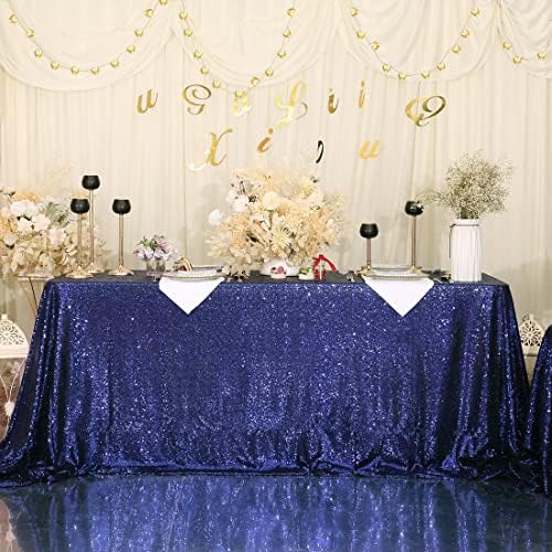Squarepie Sequin Stolcloth 90 x 132 inča Navy Plava Skra Sparkly Stol Posteljina za svadbenu zabavu