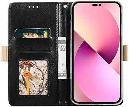 iPhone 14 Pro Max torbica za novčanik za žene, Dmaos čipkasta Sintetička koža sa slatkom leptir trakom za ručni zglob, Girly za iPhone14