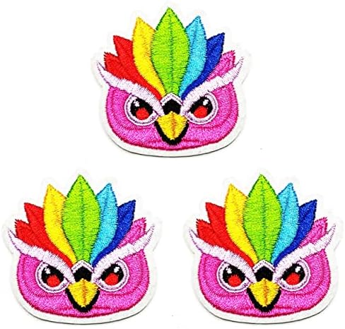 Kleenplus 3kom. Bird Owl Vezena Patch Tkanina Naljepnica Rainbow Head Owl Crtić Pegla Na Šivajte Suvenir Poklon Zakrpe Logo Obući Farmerke Jakne Šeširi Ruksaci Košulje Dodatna Oprema