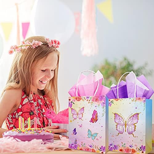 16 kom leptir Party Poklon torba favorizira torbe sa papirnim papirnim papirnim vrećicama za dobre papirne kese ružičasto i ljubičasto