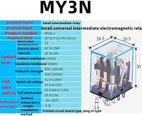 HIFASI 1kom, 8-11-14 Pin,mali elektromagnetni Međurelej, AC 5/10A 250V, kalem, sa bazom utičnice, sa indikatorskom lampicom