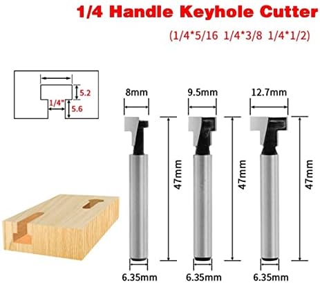 Površinski glodalica 1 paket 1/4 SHANK T-SLOT COPLE CUTTER DRVENI RUTER BIT CARBIDE Carbide Rezač za rezanje drveta Okvir za viseće