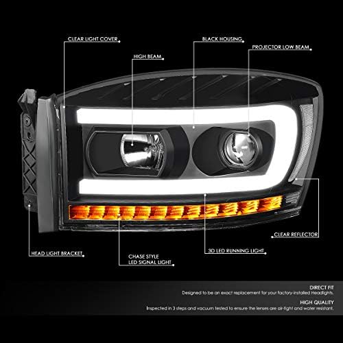 LED DRL sekvencijalni Signal Crni jasni ugaoni farovi projektora+Komplet alata kompatibilan sa Dodge Ram kamionom 06-09