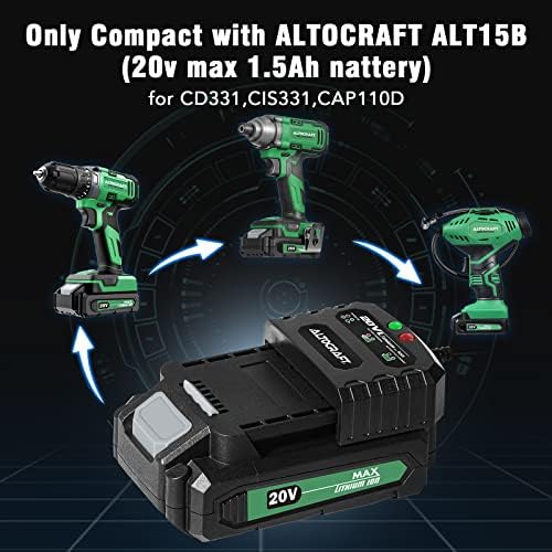 ALTOCRAFT 20v Max litijum-jonski punjač baterija, kompatibilan samo sa ALTOCRAFT 20v Akumulatorskom baterijom alata