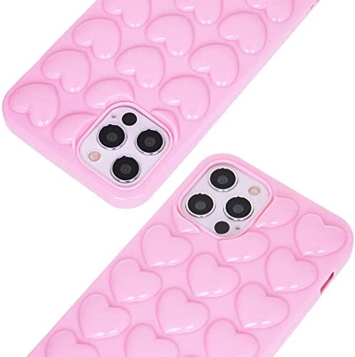 Dmaos iPhone 12 Pro/iPhone 12 futrola za žene, 3D Pop Bubble Heart Kawaii gel poklopac, slatka djevojačka za iPhone12 Pro / iPhone12